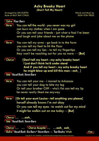 Achy Breaky Heart (Don't Tell My Heart)