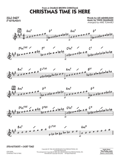 Christmas Time Is Here (arr. Mike Tomaro) - Eb Solo Sheet