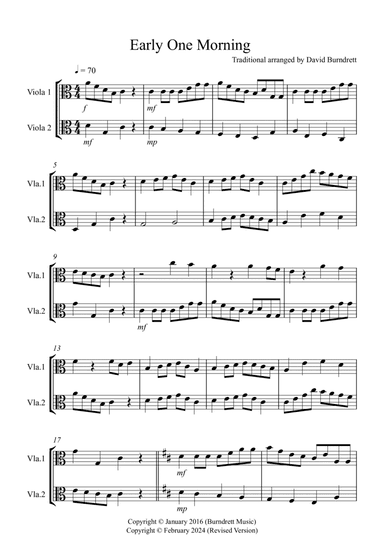 Early One Morning for Viola Duet