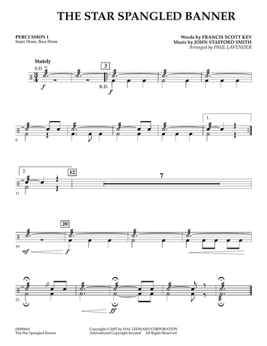 Star Spangled Banner - Percussion 1