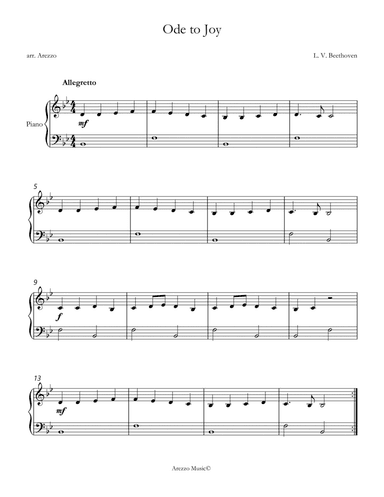 ode to joy easy piano sheet music in Bb