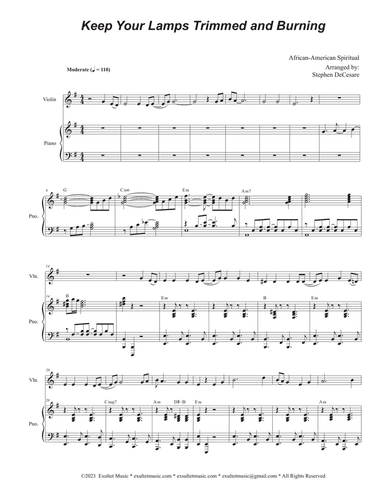 Keep Your Lamps Trimmed And Burning (Violin solo and Piano)