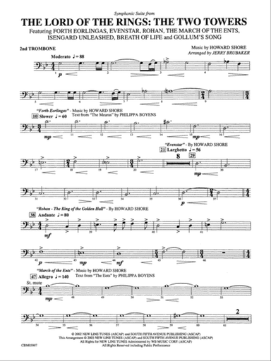 The Lord of the Rings: The Two Towers, Symphonic Suite from: 2nd Trombone