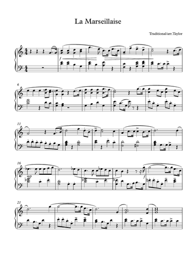 La Marseillaise (French National Anthem in Key of C)