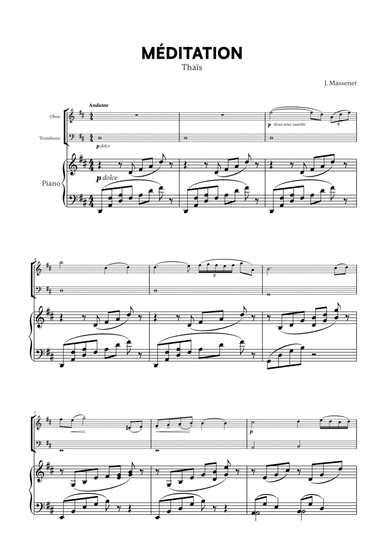 Jules Massenet - Thaïs Meditation (for Oboe, Trombone and Piano)