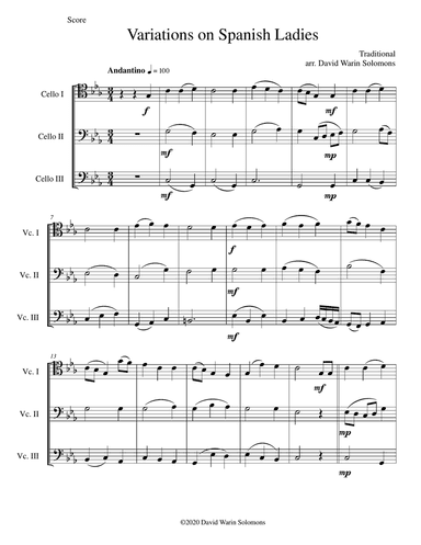 Variations on Spanish Ladies for 3 cellos