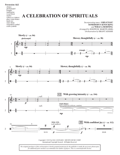 A Celebration of Spirituals - Percussion 1 & 2