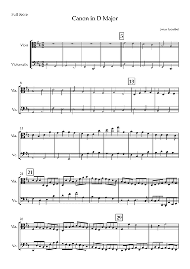 Canon in D Major (Johann Pachelbel) for Viola & Cello Duo