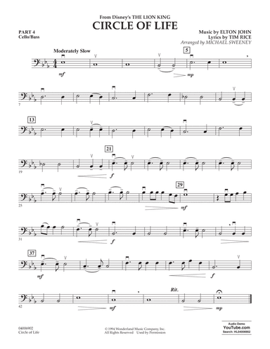 Circle of Life (from The Lion King) (arr. Michael Sweeney) - Pt.4 - Cello/Bass