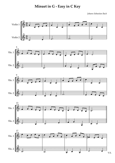 Minuet in G - Easy in C Key
