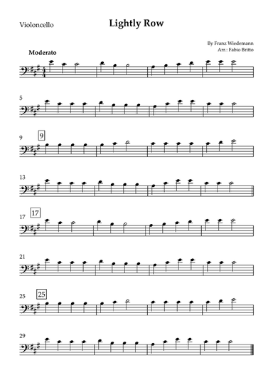 Lightly Row for Cello Solo
