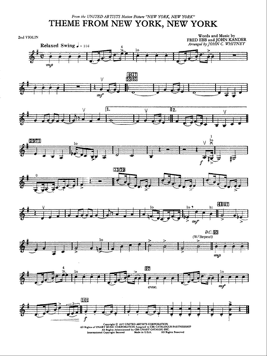 New York, New York, Theme from: 2nd Violin