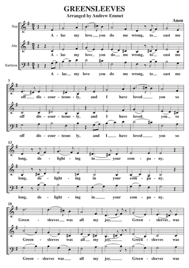 Greensleeves A Cappella SAB