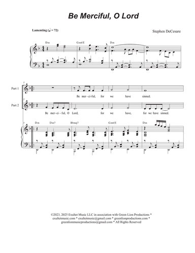 Be Merciful, O Lord (2-part choir)
