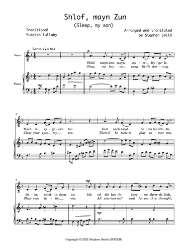Shlof, mayn Zun (Voice, Piano)