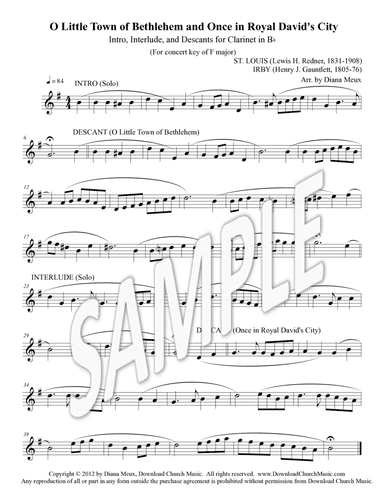 O Little Town of Bethlehem and Once in Royal David's City - Clarinet descants