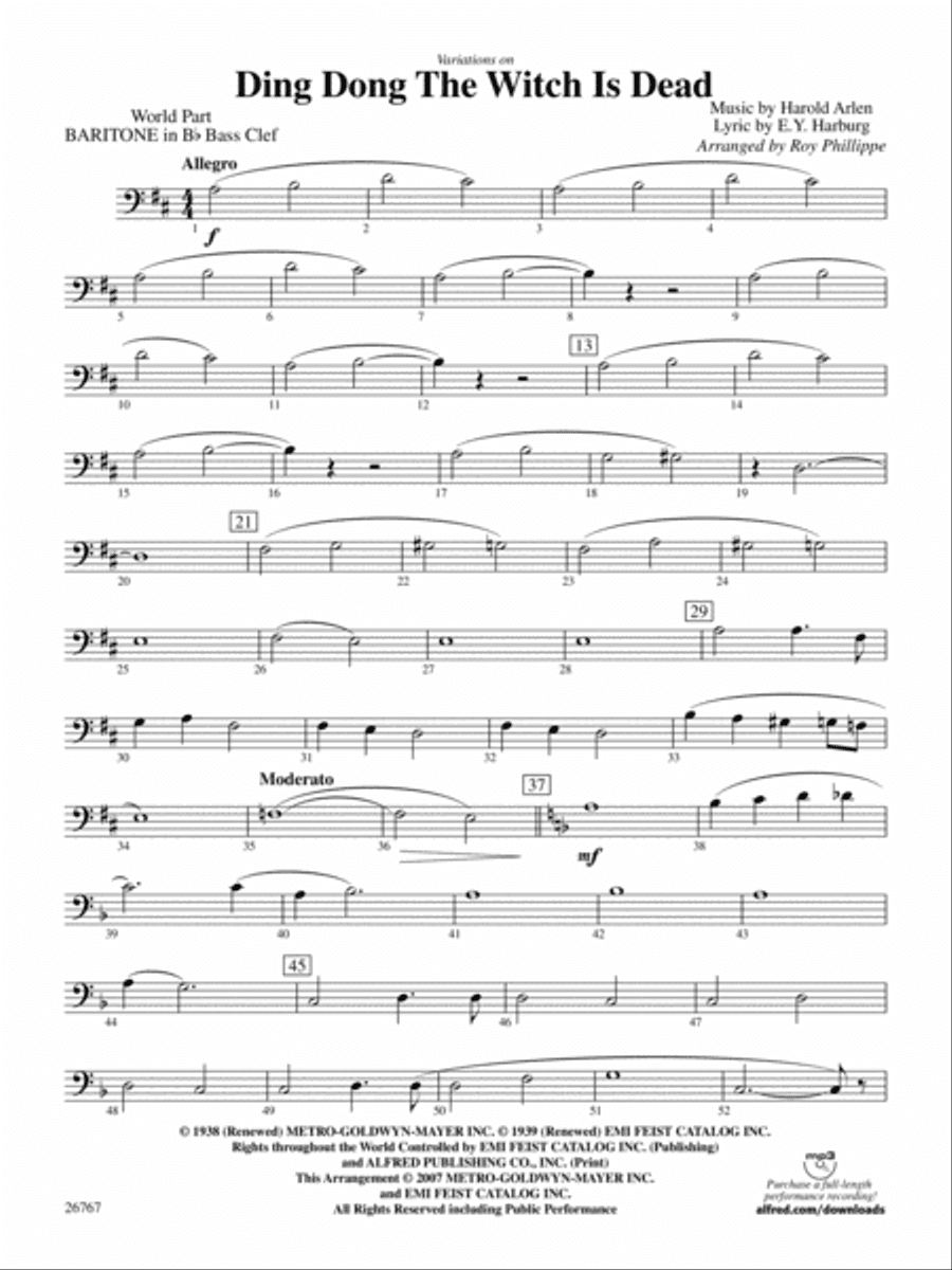 Variations on Ding Dong the Witch Is Dead (fromThe Wizard of Oz): (wp) B-flat Baritone B.C.