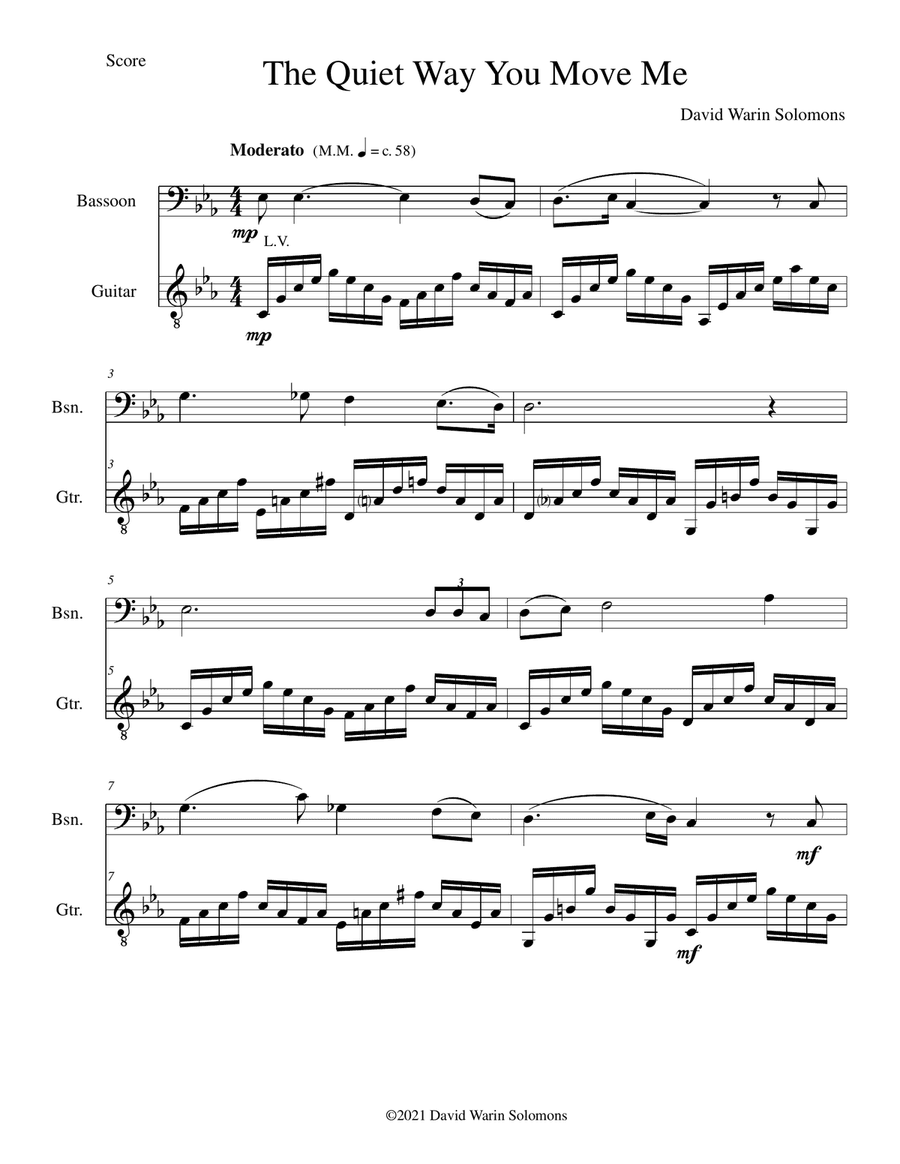 The Quiet way you move me for bassoon and guitar