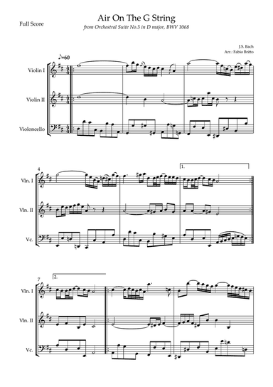 Air On The G String (J.S. Bach) for String Trio