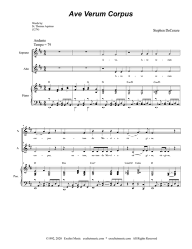 Ave Verum Corpus (2-part choir - (SA)