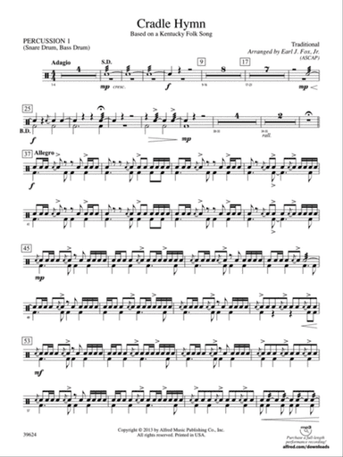Cradle Hymn: 1st Percussion
