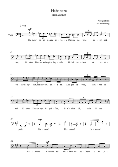 Habanera from Carmen for Tuba