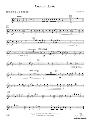 Code of Honor: (wp) 1st B-flat Trombone T.C.