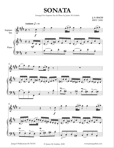 BACH: Sonata BWV 1030 for Soprano Sax & Piano