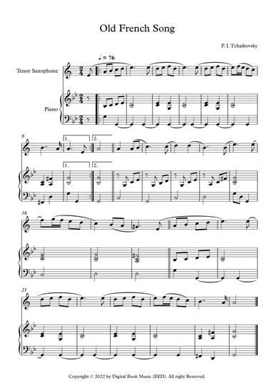 Old French Song - Peter Ilyich Tchaikovsky (Tenor Sax + Piano)