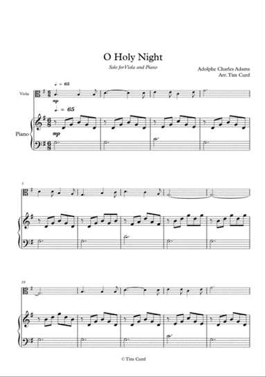 O Holy Night for Solo Viola and Piano