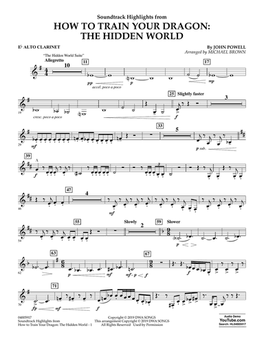 How To Train Your Dragon: The Hidden World (arr. Michael Brown) - Eb Alto Clarinet