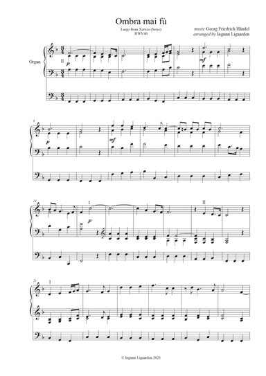 Ombra mai fu - Largo from Xerxes (Handel) - for Organ Solo
