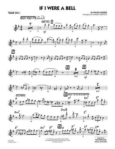 If I Were a Bell (arr. Sammy Nestico) - Tenor Sax 1