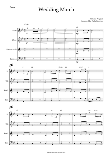 Wedding March (Wagner) Woodwing Quartet Chords
