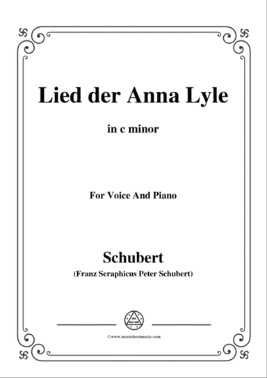 Schubert-Lied der Anna Lyle,Op.85 No.1,in c minor,for Voice&Piano