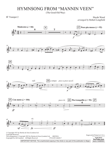 Hymnsong from "Mannin Veen" (arr. Robert Longfield) - Bb Trumpet 2