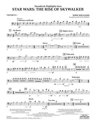 Soundtrack Highlights from Star Wars: The Rise of Skywalker - Trombone 1