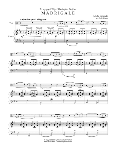 Madrigale for viola and piano