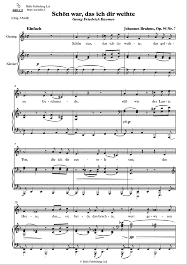 Schon war, das ich dir weihte, Op. 95 No. 7 (D minor)