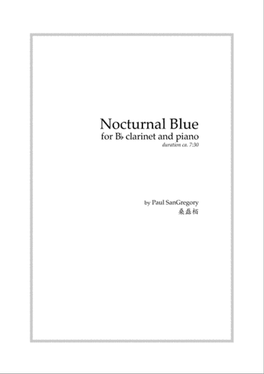 Nocturnal Blue, for clarinet and piano