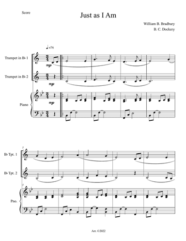 Just As I Am (Trumpet Duet with Piano)