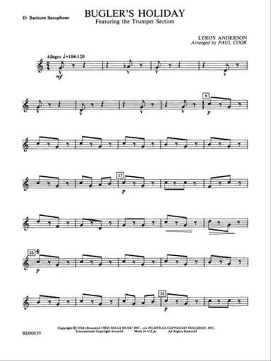 Bugler's Holiday (featuring the Trumpet Section): E-flat Baritone Saxophone