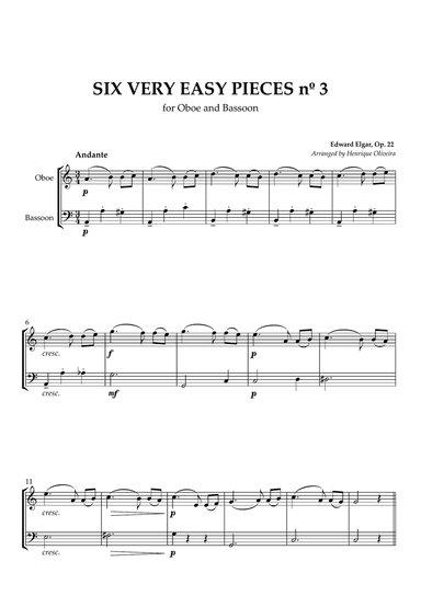 Six Very Easy Pieces nº 3 (Andante) - Oboe and Bassoon