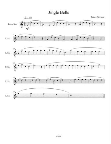 Jingle Bells for solo tenor sax