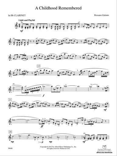 A Childhood Remembered: 1st B-flat Clarinet