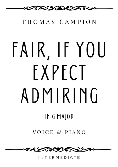 Campion - Fair, If you Expect Admiring in G Major - Intermediate