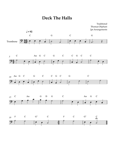 Deck The Halls For Trombone