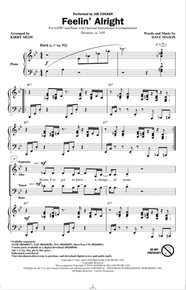 Feelin' Alright (arr. Kirby Shaw)