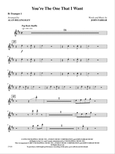 You're the One That I Want (from Grease): 1st B-flat Trumpet