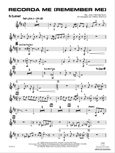 Recorda Me: 1st B-flat Clarinet